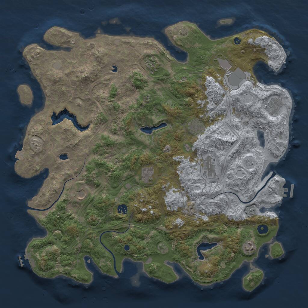 Rust Map: Procedural Map, Size: 4500, Seed: 1398894263, 16 Monuments