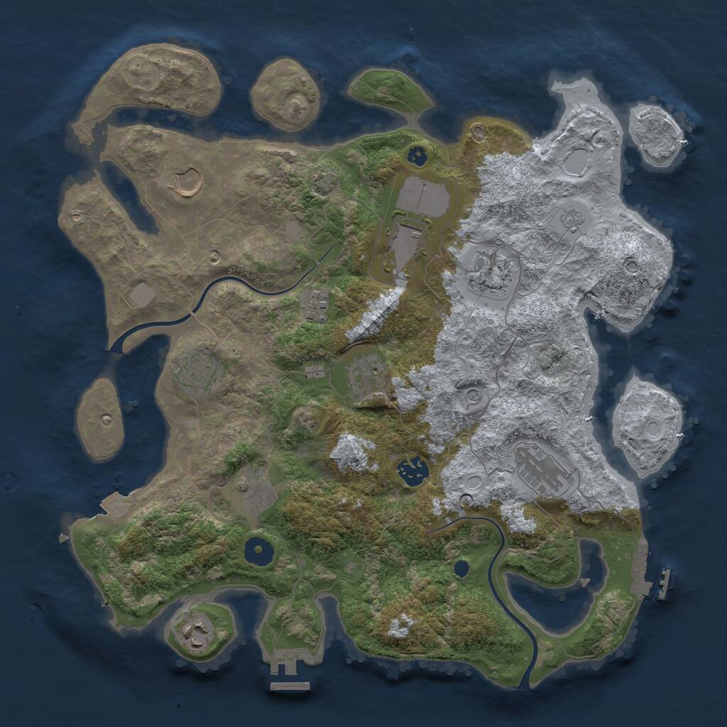Rust Map: Procedural Map, Size: 3750, Seed: 559908310, 16 Monuments