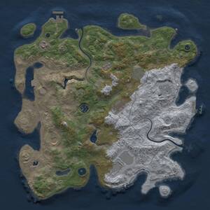 Thumbnail Rust Map: Procedural Map, Size: 4000, Seed: 767080667, 14 Monuments