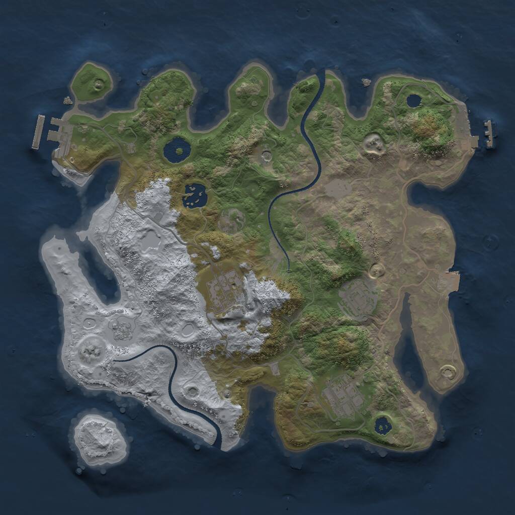 Rust Map: Procedural Map, Size: 3000, Seed: 137921303, 9 Monuments