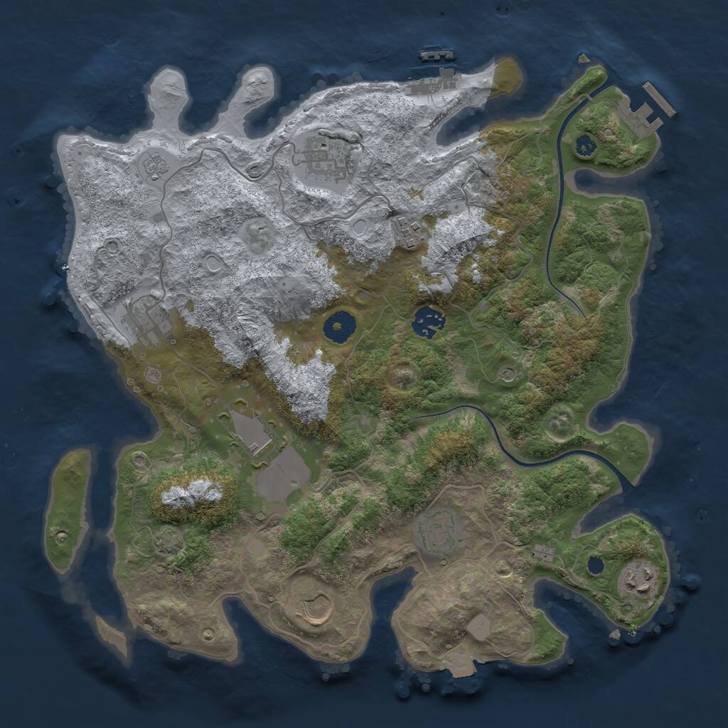 Rust Map: Procedural Map, Size: 3500, Seed: 1238316718, 14 Monuments