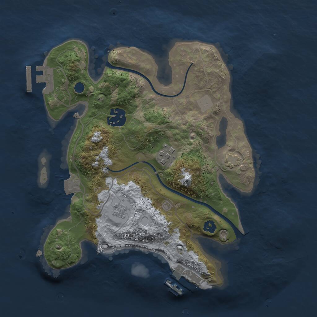 Rust Map: Procedural Map, Size: 2500, Seed: 48751, 7 Monuments