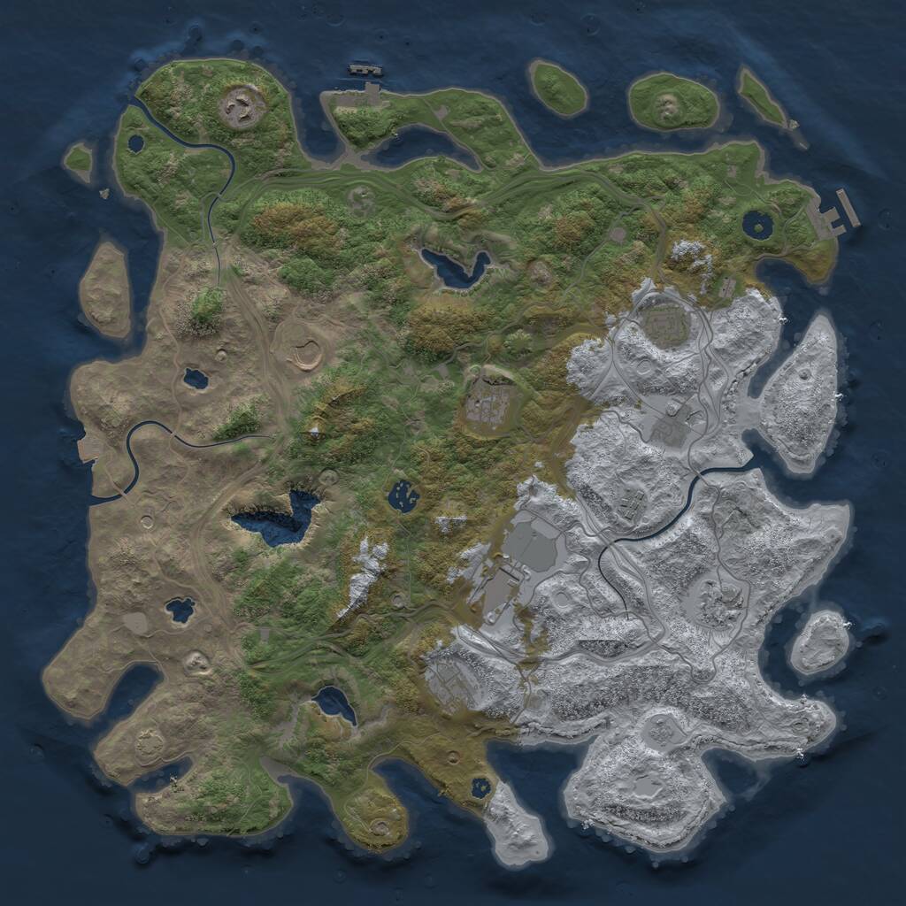 Rust Map: Procedural Map, Size: 4500, Seed: 1687125596, 16 Monuments