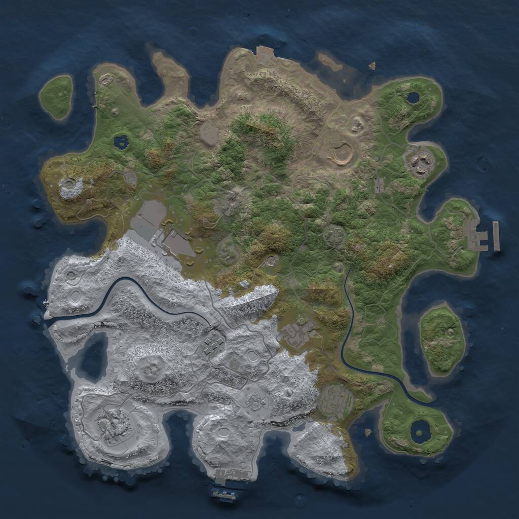 Rust Map: Procedural Map, Size: 3500, Seed: 1895024420, 13 Monuments
