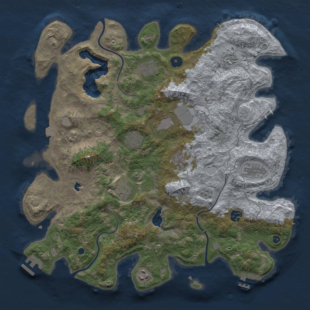 Rust Map: Procedural Map, Size: 4050, Seed: 2140717060, 16 Monuments
