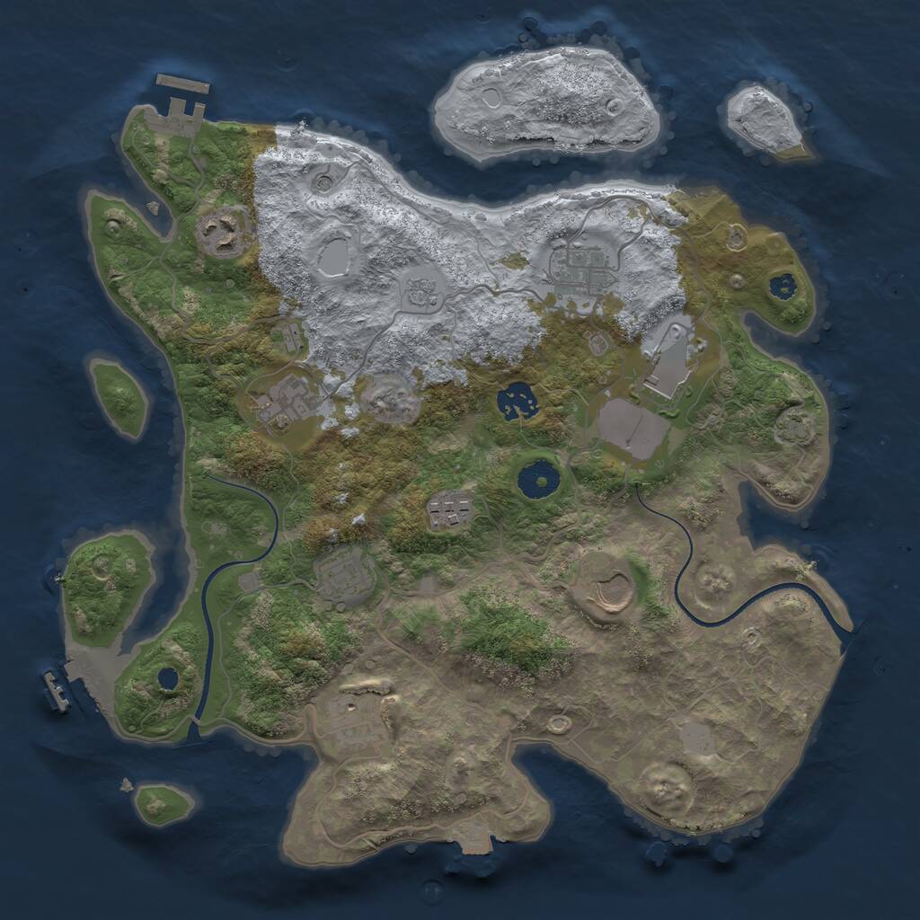 Rust Map: Procedural Map, Size: 3500, Seed: 244694117, 15 Monuments