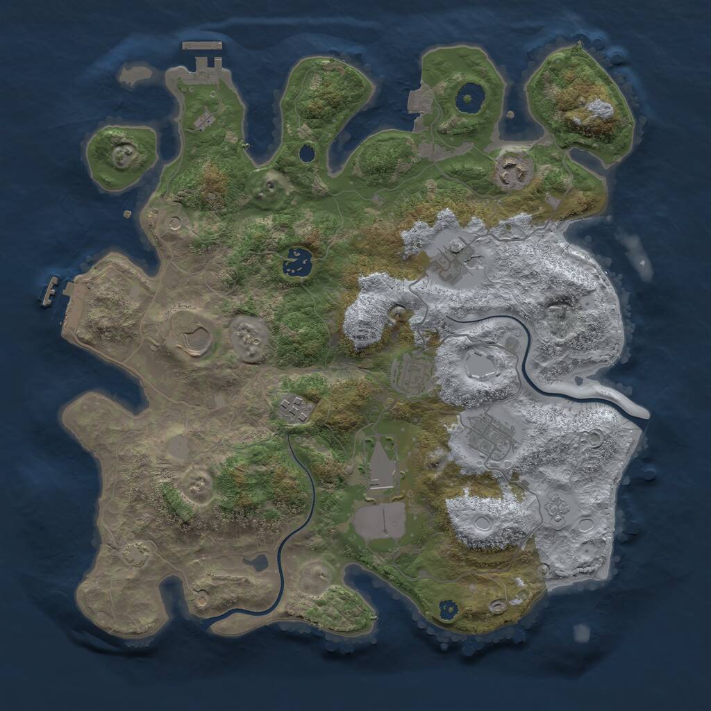Rust Map: Procedural Map, Size: 3600, Seed: 16125, 14 Monuments