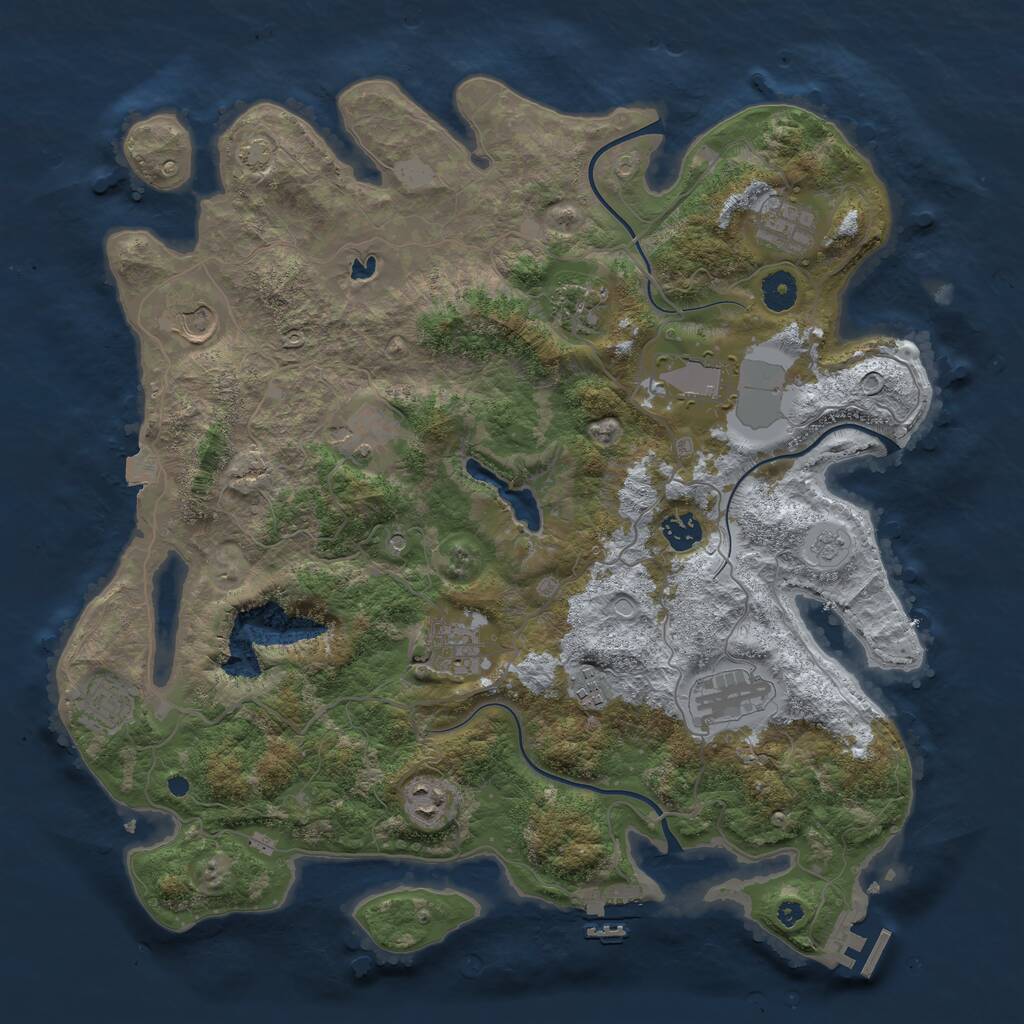 Rust Map: Procedural Map, Size: 4050, Seed: 1264943537, 17 Monuments
