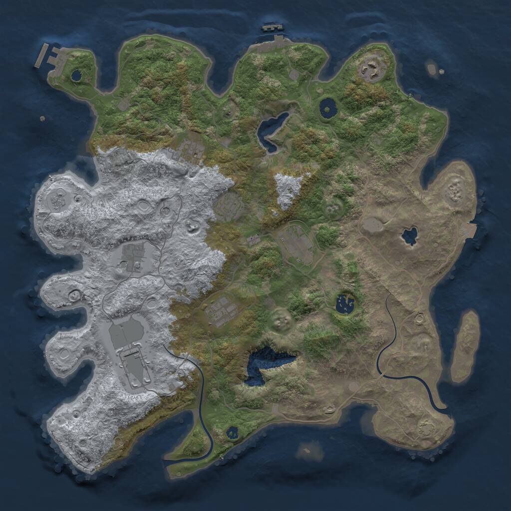 Rust Map: Procedural Map, Size: 4000, Seed: 928471064, 14 Monuments