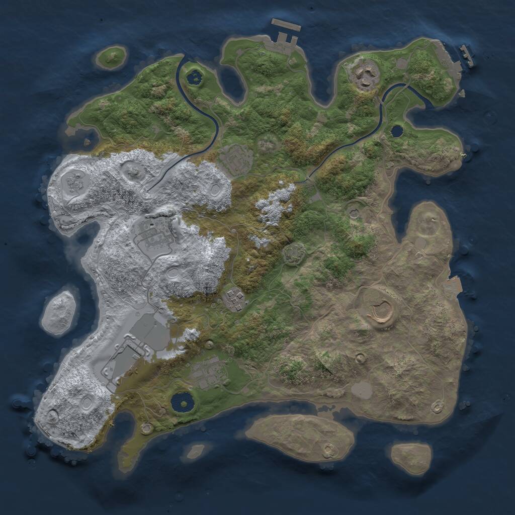 Rust Map: Procedural Map, Size: 3500, Seed: 2134447067, 13 Monuments