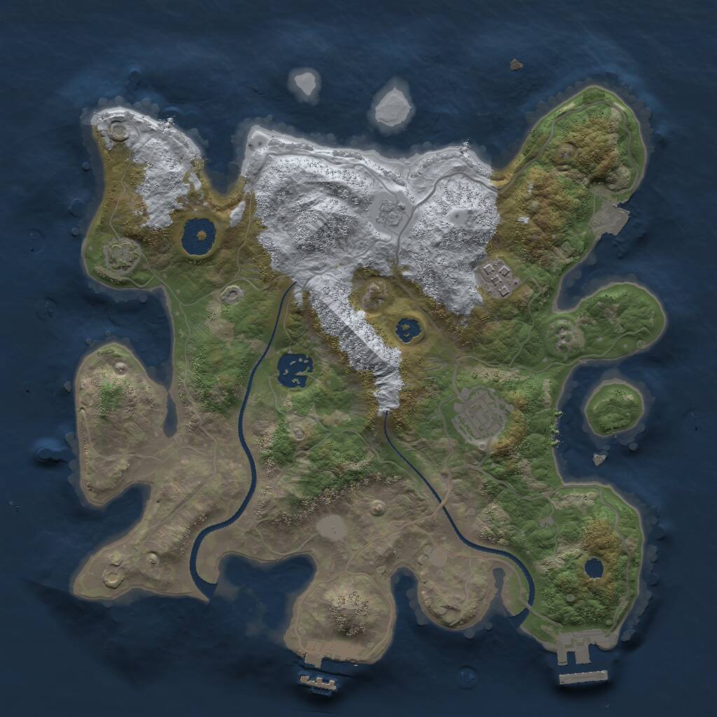 Rust Map: Procedural Map, Size: 3000, Seed: 4308596, 8 Monuments