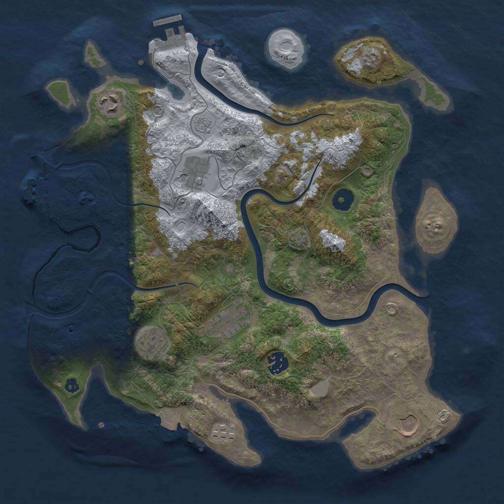 Rust Map: Procedural Map, Size: 3500, Seed: 395464354, 13 Monuments