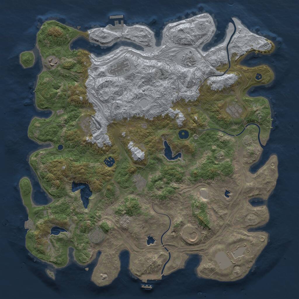 Rust Map: Procedural Map, Size: 4500, Seed: 1045967836, 17 Monuments