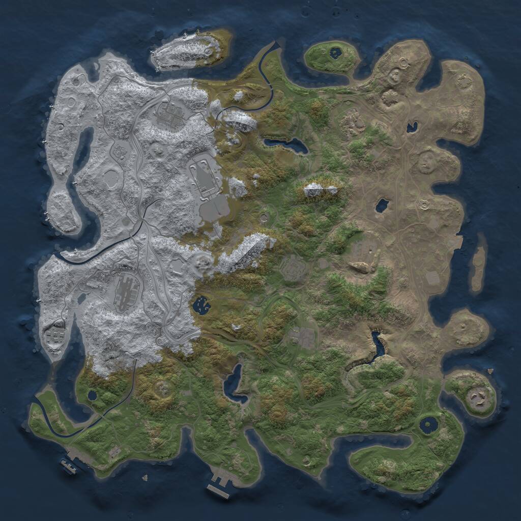 Rust Map: Procedural Map, Size: 4500, Seed: 647649432, 16 Monuments