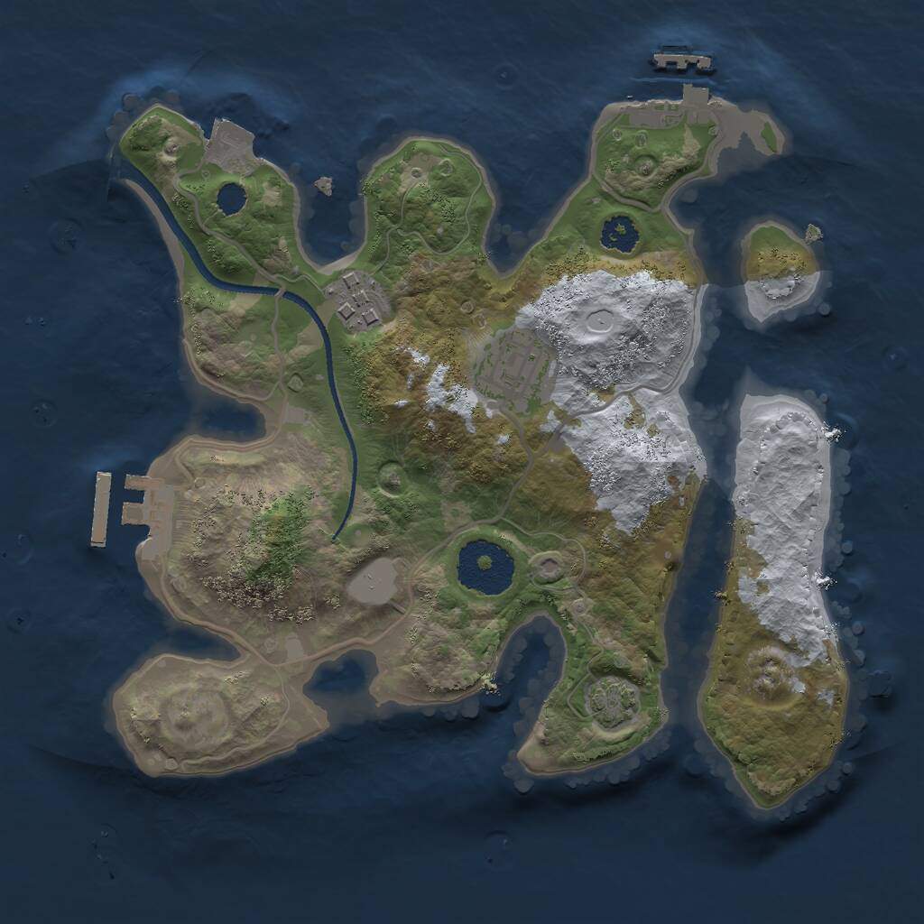 Rust Map: Procedural Map, Size: 2500, Seed: 52000, 6 Monuments