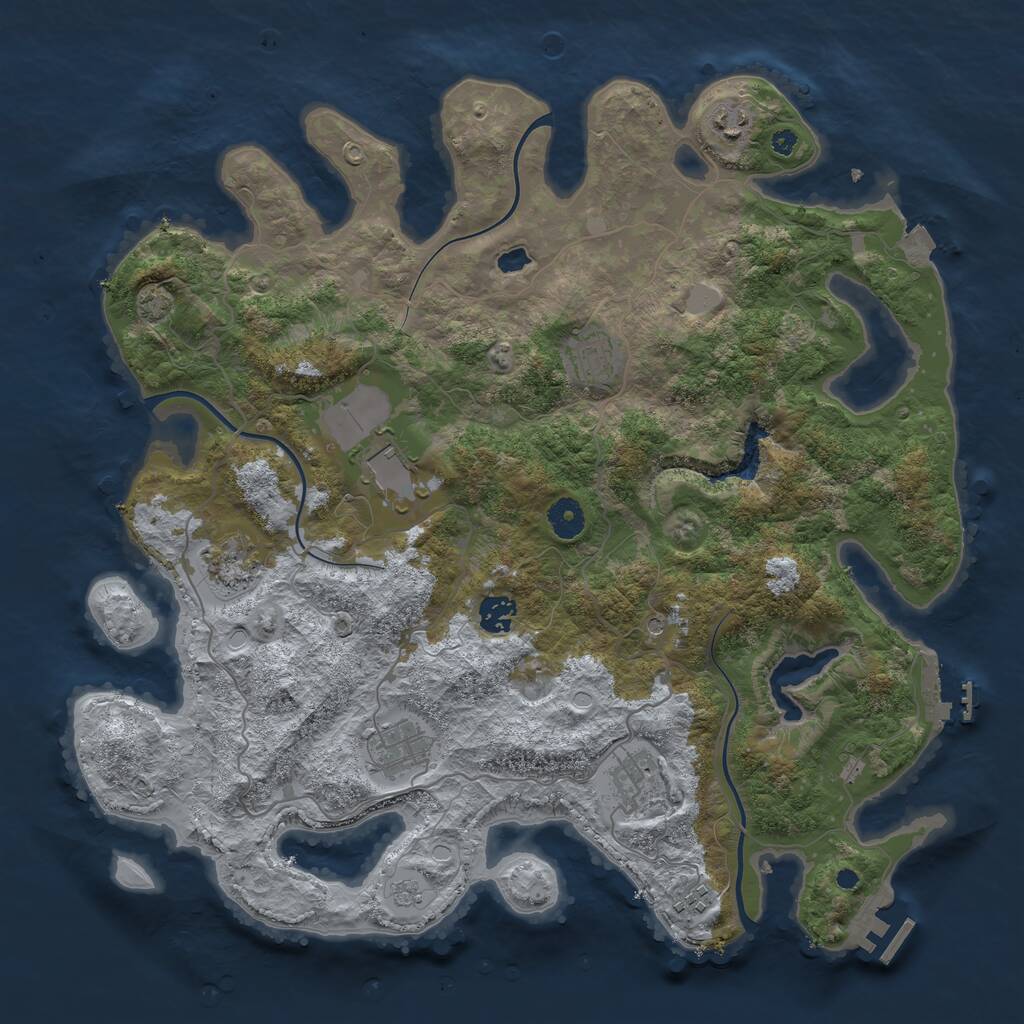 Rust Map: Procedural Map, Size: 4050, Seed: 1264943531, 14 Monuments