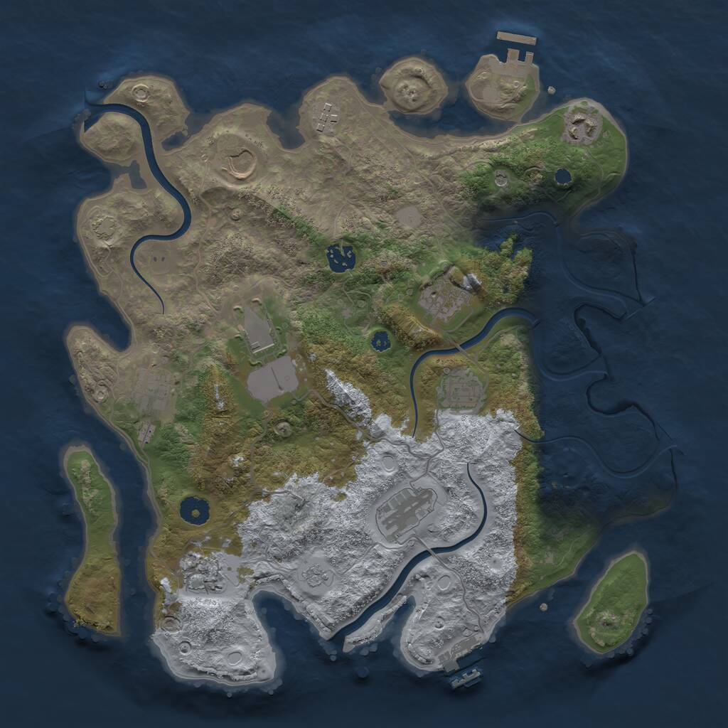 Rust Map: Procedural Map, Size: 3750, Seed: 114514, 16 Monuments
