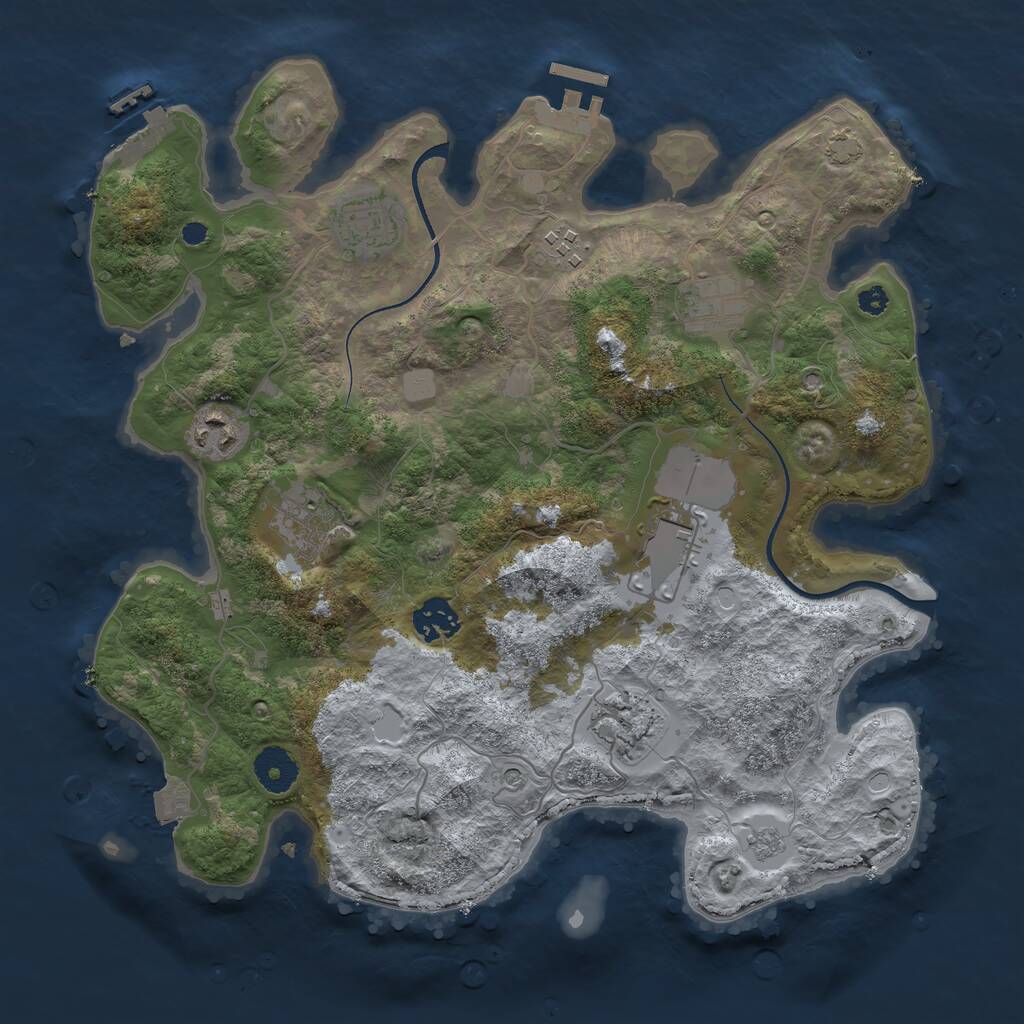 Rust Map: Procedural Map, Size: 3500, Seed: 46295334, 14 Monuments