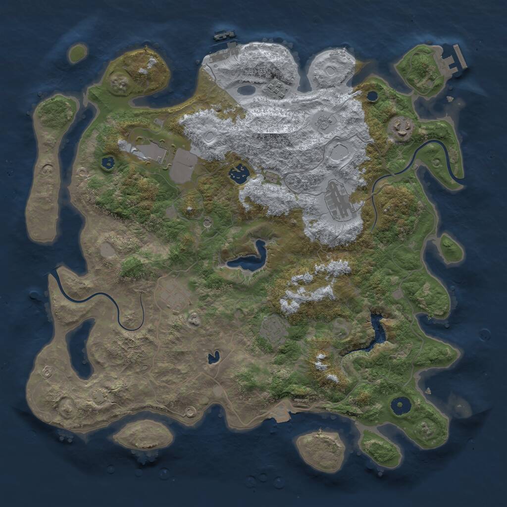 Rust Map: Procedural Map, Size: 4000, Seed: 51407, 13 Monuments