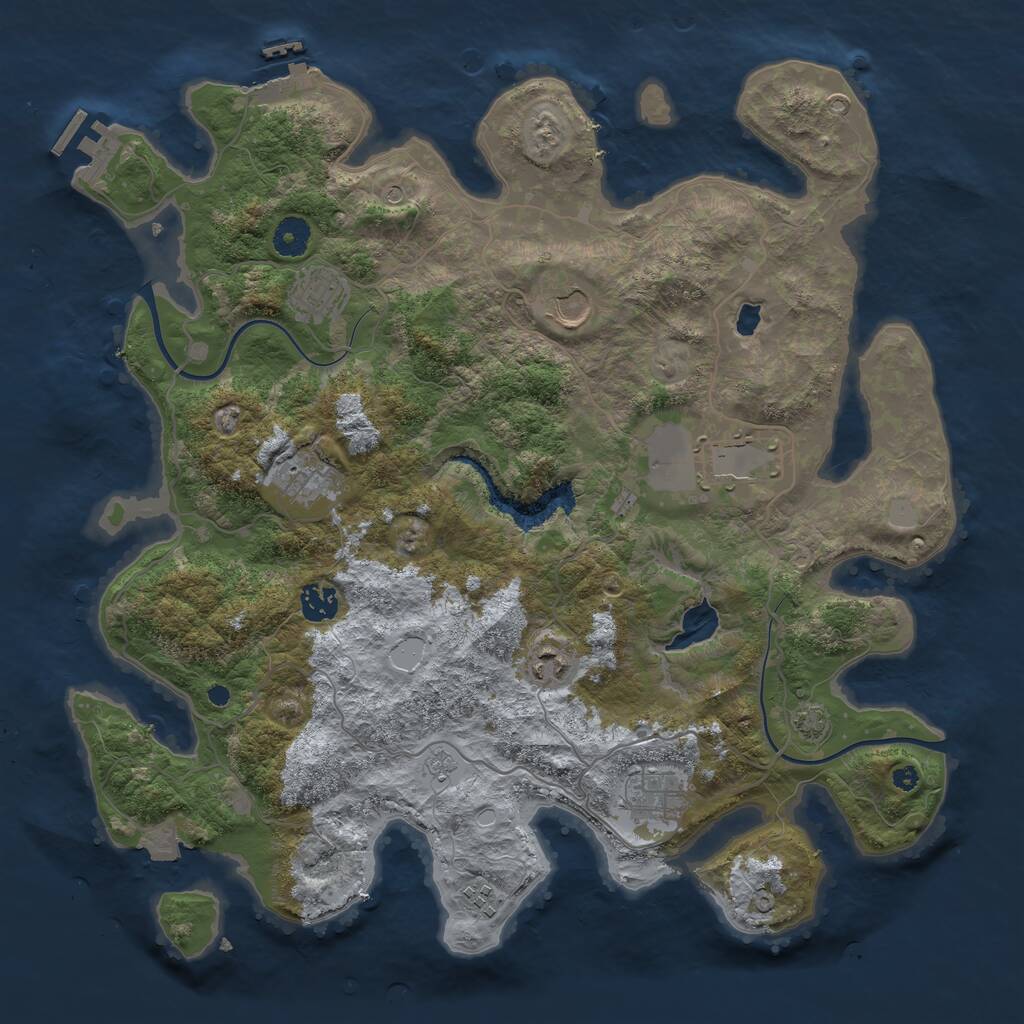 Rust Map: Procedural Map, Size: 4000, Seed: 350257496, 14 Monuments