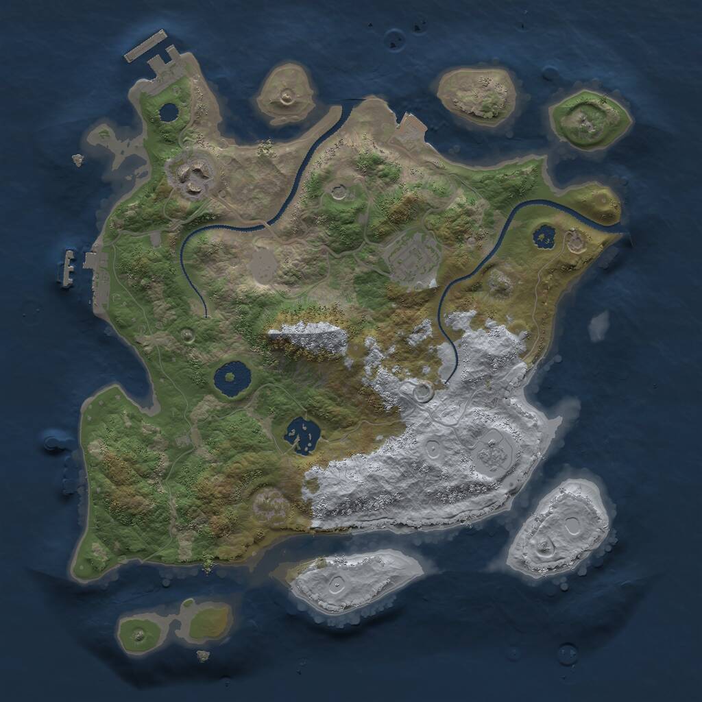 Rust Map: Procedural Map, Size: 3000, Seed: 205405194, 8 Monuments