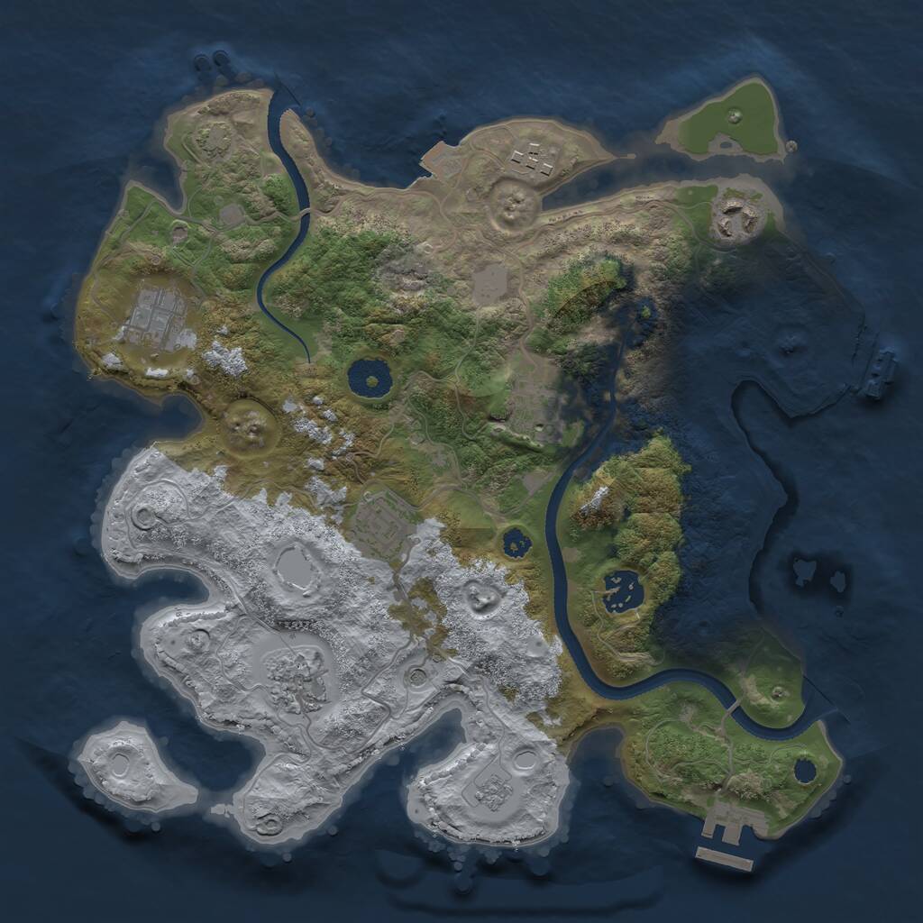 Rust Map: Procedural Map, Size: 3250, Seed: 939864690, 13 Monuments