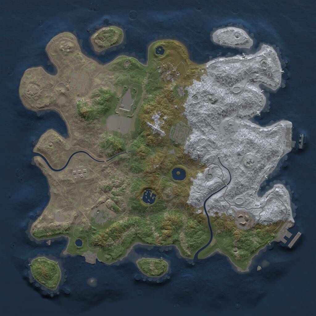 Rust Map: Procedural Map, Size: 3500, Seed: 1359110669, 14 Monuments
