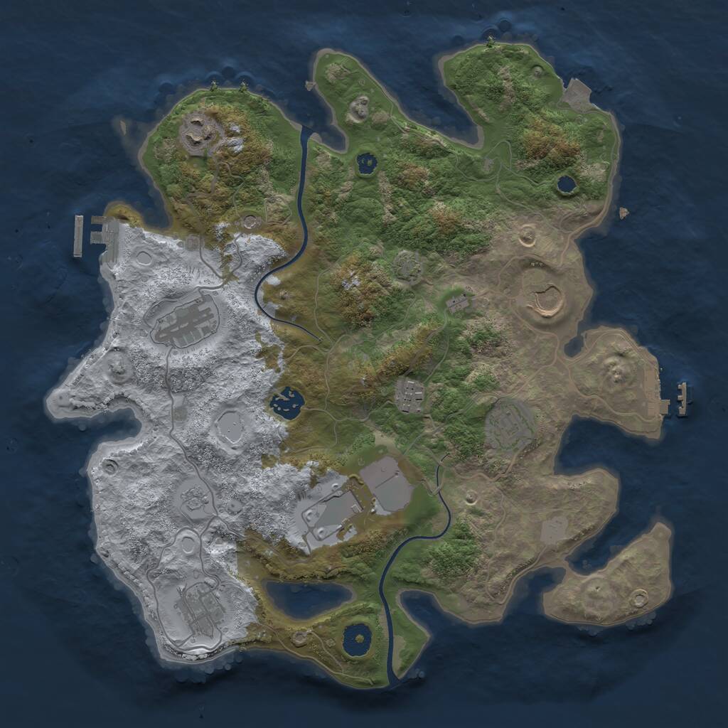 Rust Map: Procedural Map, Size: 3500, Seed: 2042707854, 14 Monuments