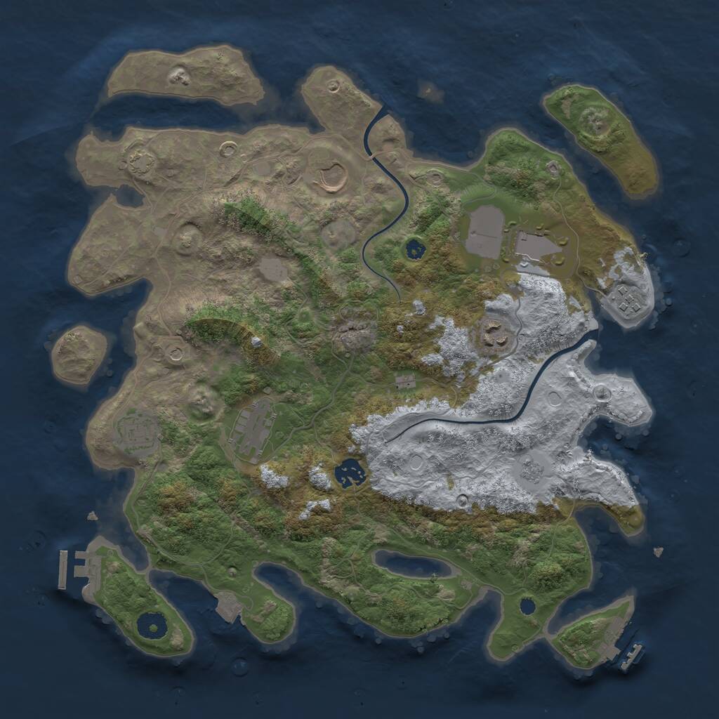 Rust Map: Procedural Map, Size: 3700, Seed: 241414236, 13 Monuments