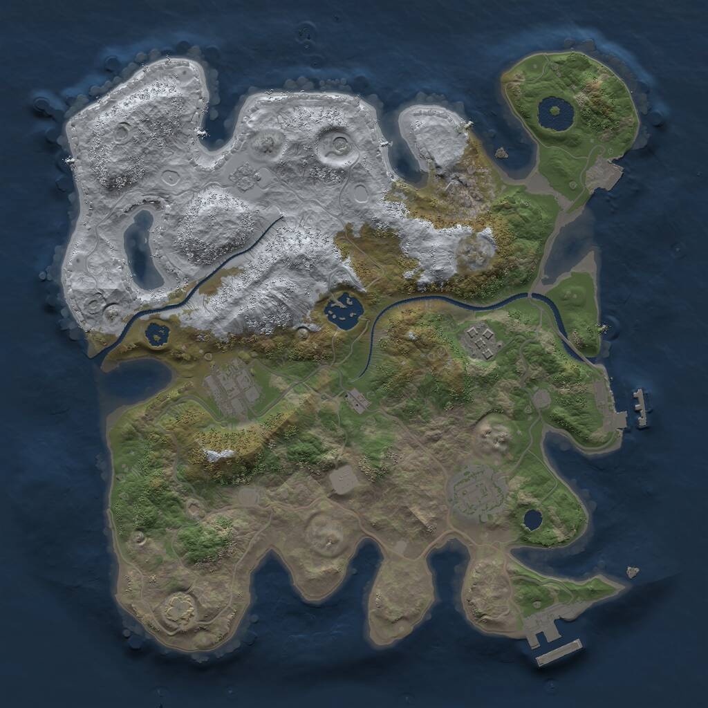 Rust Map: Procedural Map, Size: 3000, Seed: 21978, 10 Monuments