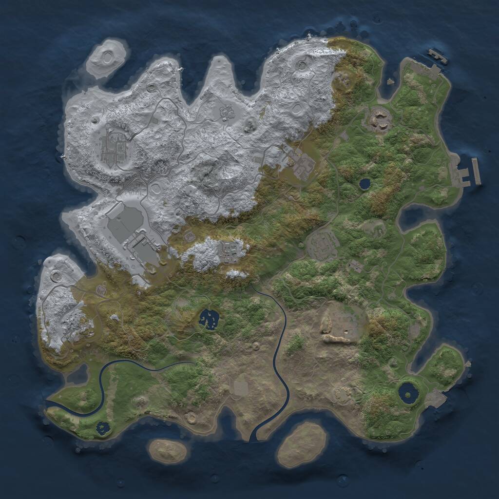 Rust Map: Procedural Map, Size: 3700, Seed: 735938610, 15 Monuments