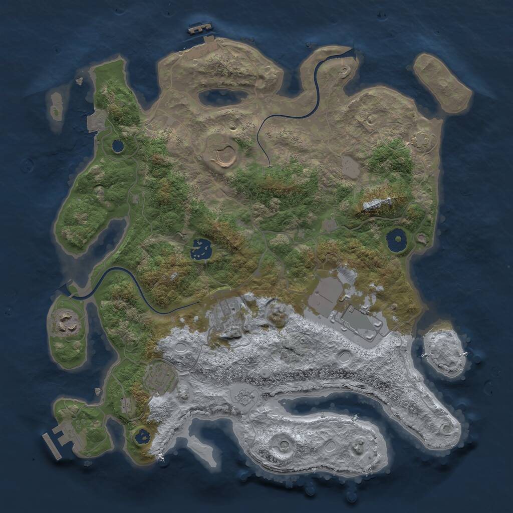 Rust Map: Procedural Map, Size: 3500, Seed: 997626233, 12 Monuments