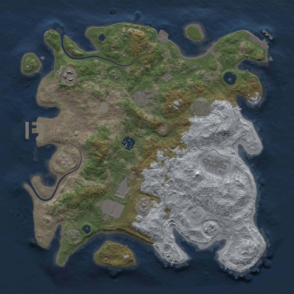 Rust Map: Procedural Map, Size: 3500, Seed: 1669167381, 13 Monuments