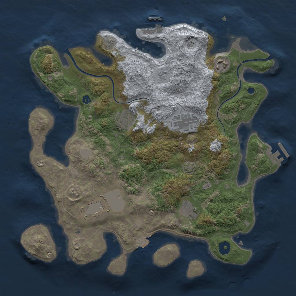 Rust Map: Procedural Map, Size: 3500, Seed: 1067113056, 11 Monuments