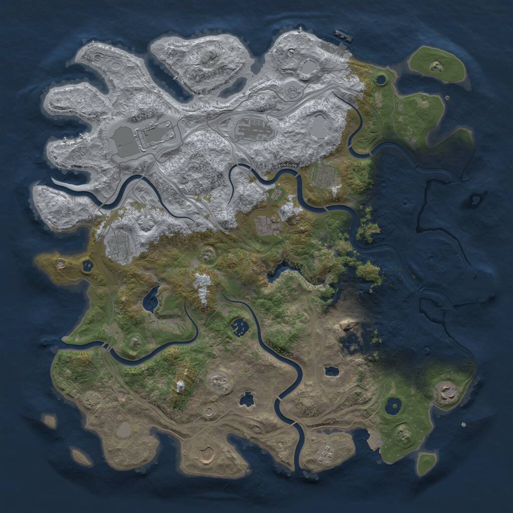 Rust Map: Procedural Map, Size: 4500, Seed: 435973517, 16 Monuments
