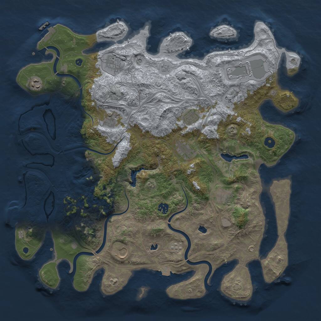 Rust Map: Procedural Map, Size: 4500, Seed: 1362546135, 17 Monuments