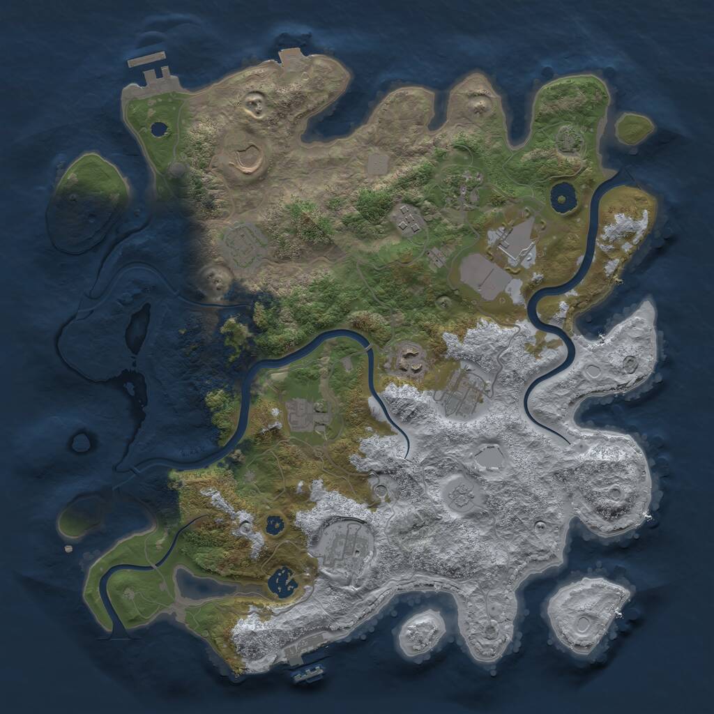 Rust Map: Procedural Map, Size: 3750, Seed: 86452657, 16 Monuments
