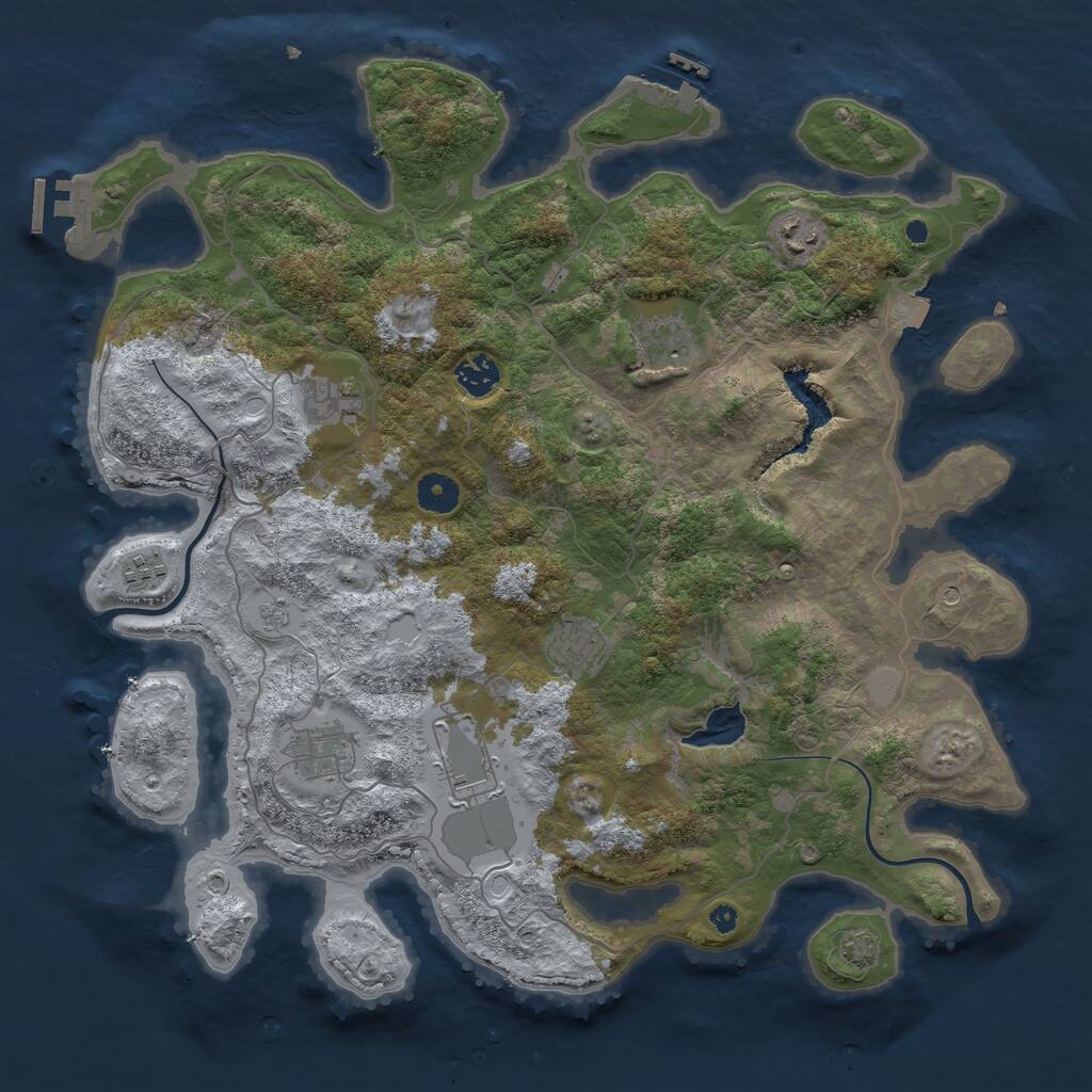 Rust Map: Procedural Map, Size: 4000, Seed: 2805, 14 Monuments