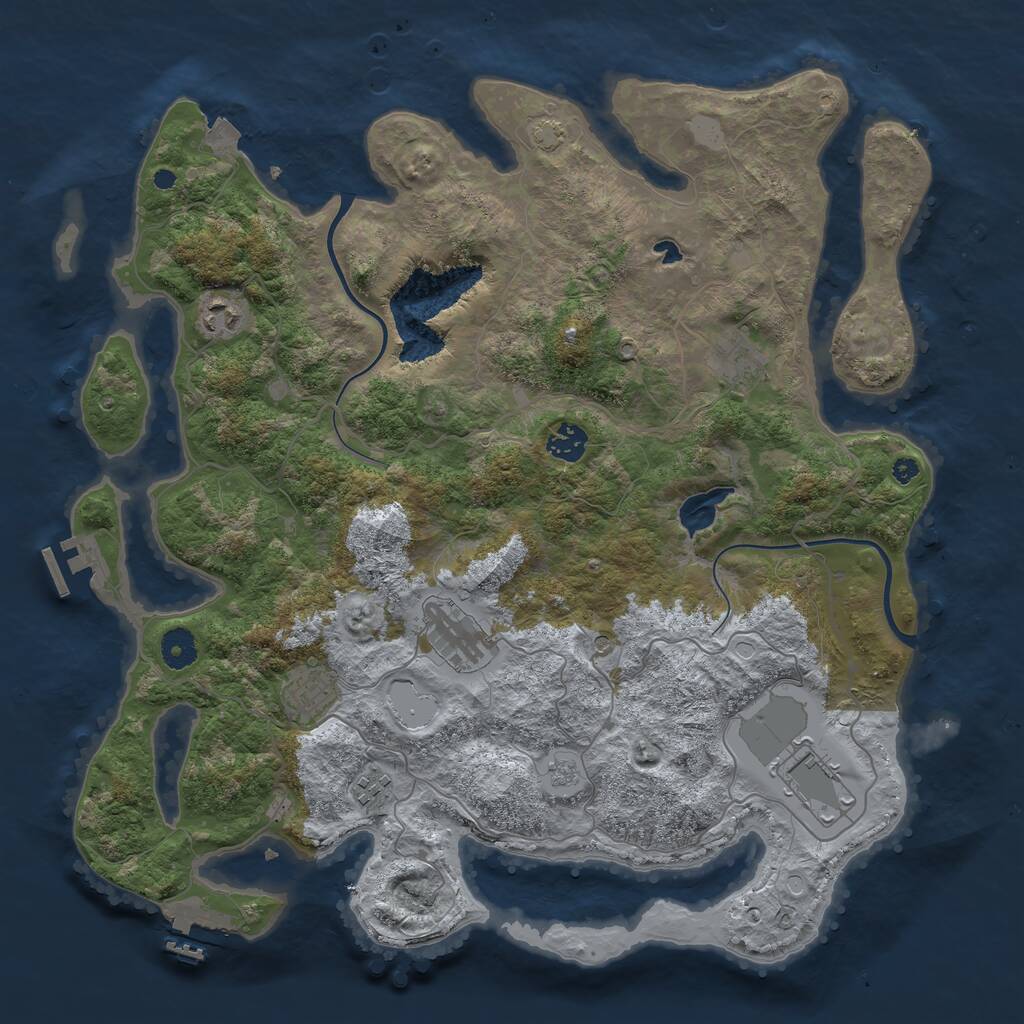 Rust Map: Procedural Map, Size: 4000, Seed: 93754, 13 Monuments