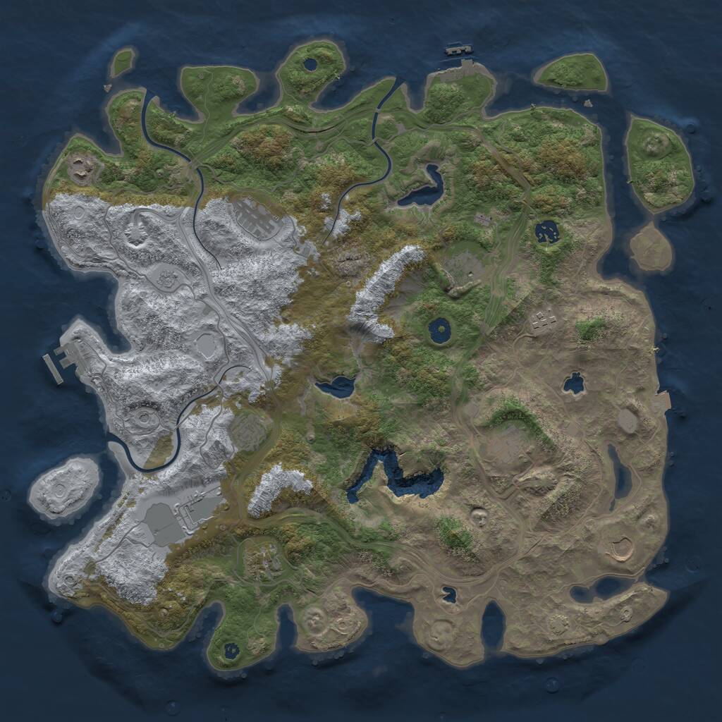 Rust Map: Procedural Map, Size: 4500, Seed: 1049946184, 16 Monuments