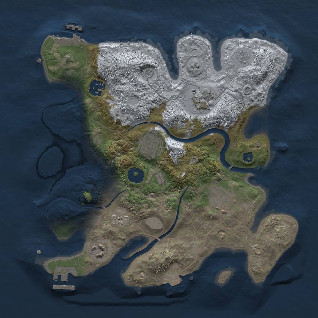 Rust Map: Procedural Map, Size: 3000, Seed: 689028606, 12 Monuments