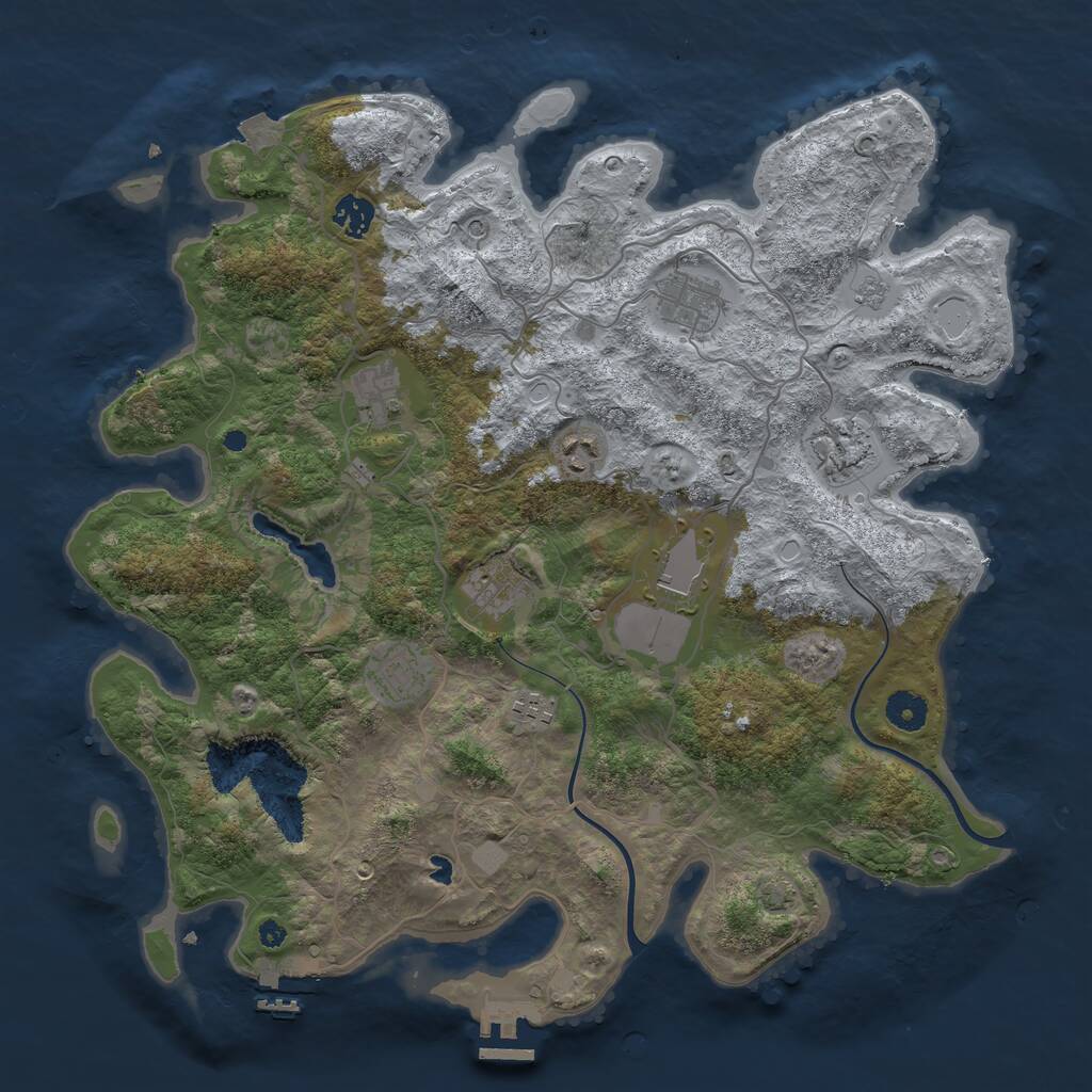 Rust Map: Procedural Map, Size: 4000, Seed: 39994, 15 Monuments