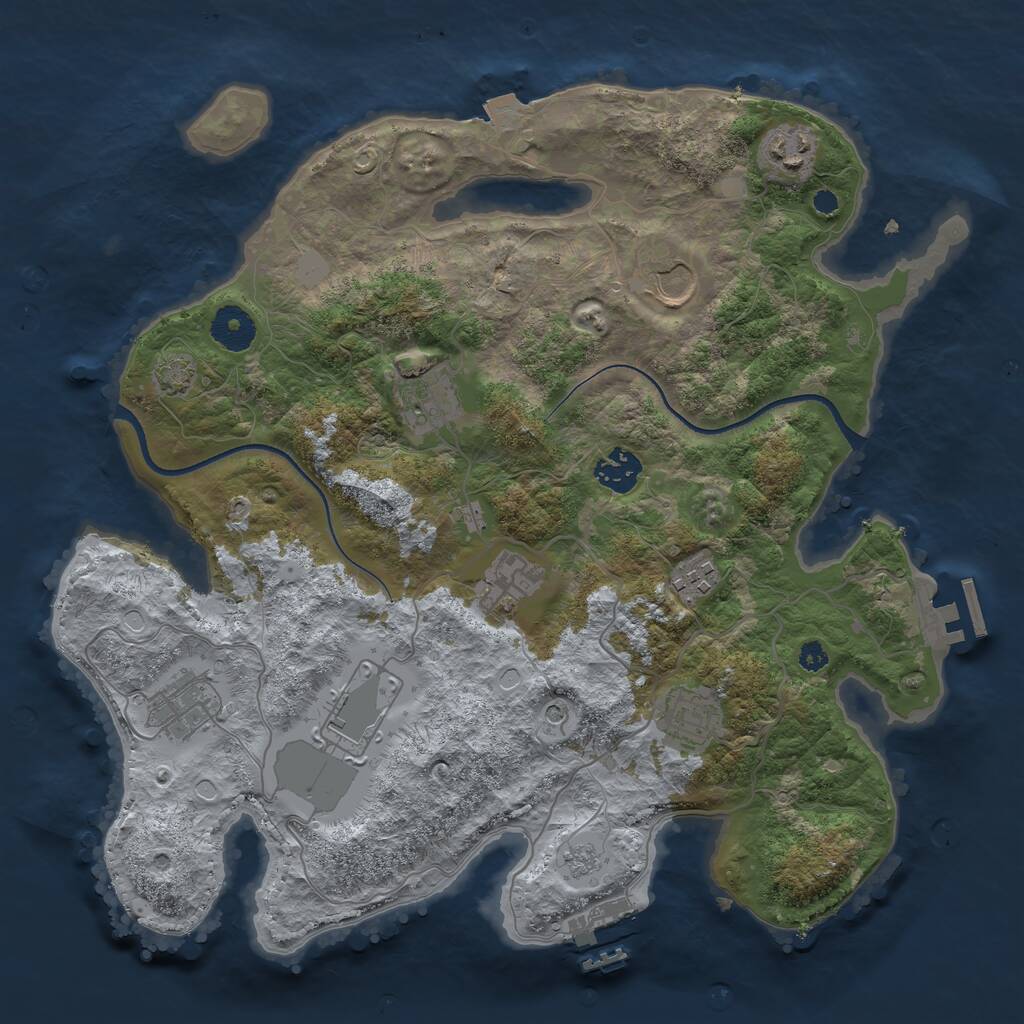 Rust Map: Procedural Map, Size: 3500, Seed: 1386524414, 15 Monuments