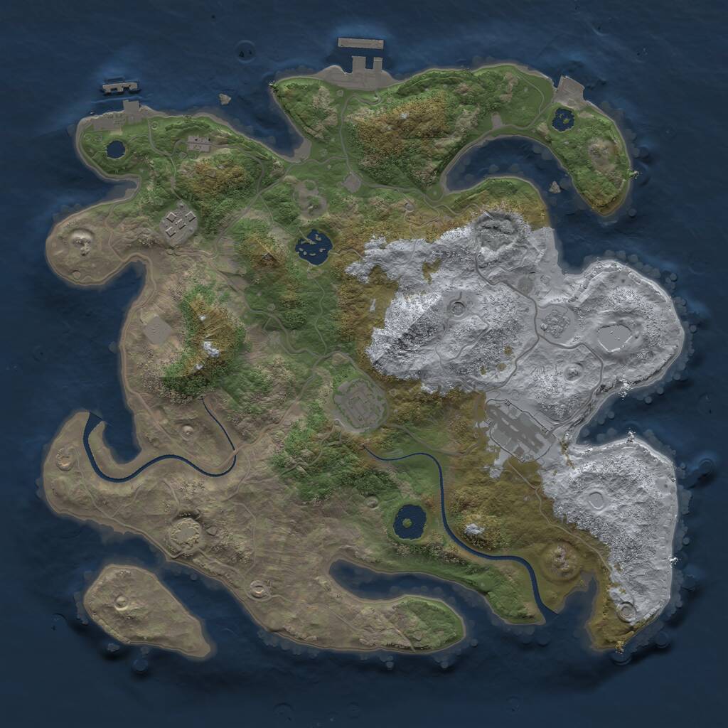 Rust Map: Procedural Map, Size: 3250, Seed: 612337052, 10 Monuments