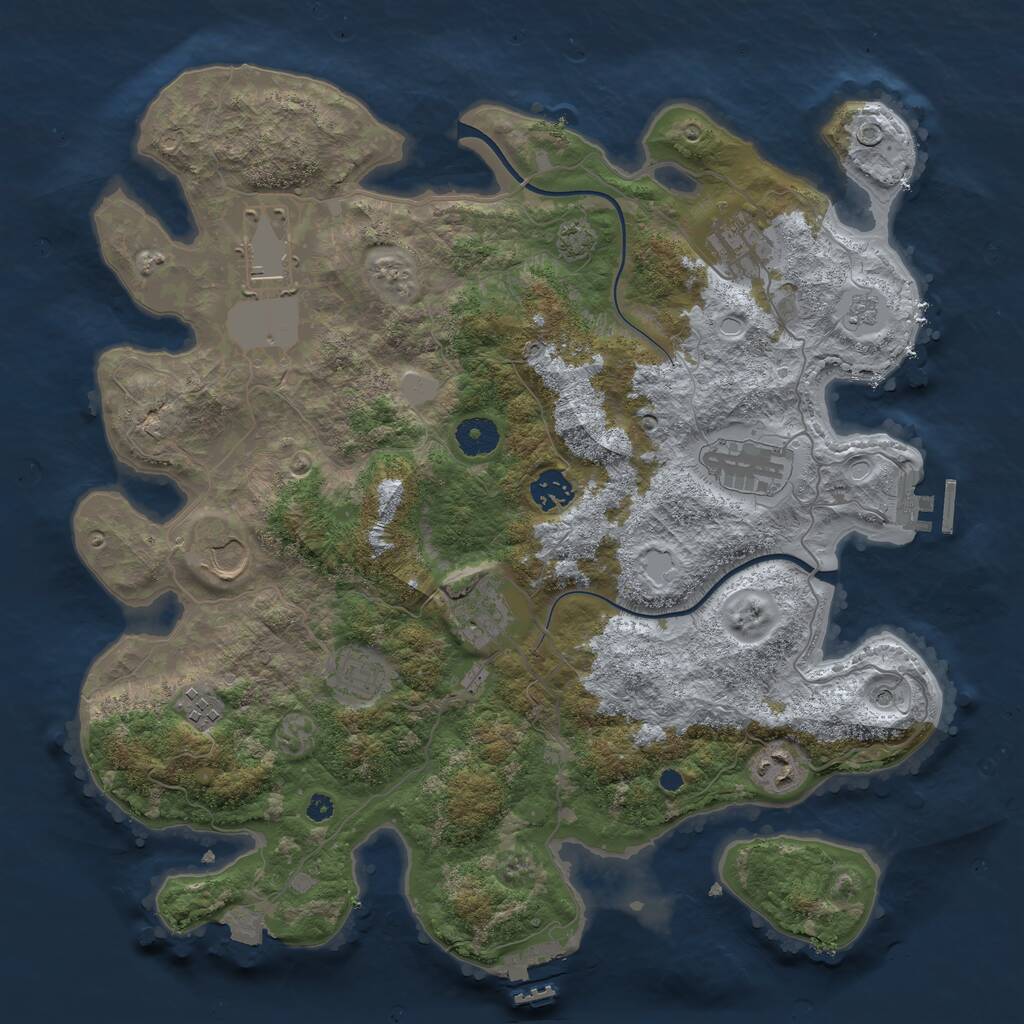 Rust Map: Procedural Map, Size: 3800, Seed: 16532345, 15 Monuments