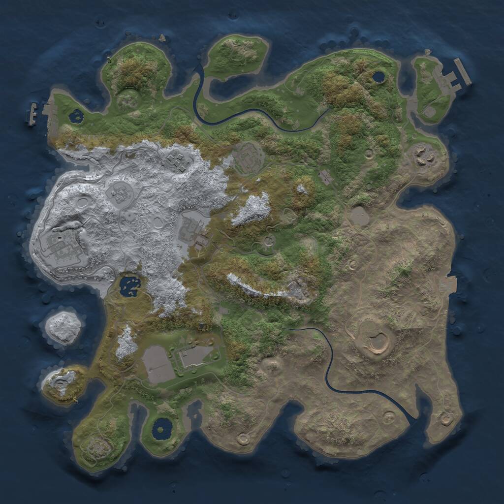 Rust Map: Procedural Map, Size: 3500, Seed: 1447686389, 14 Monuments