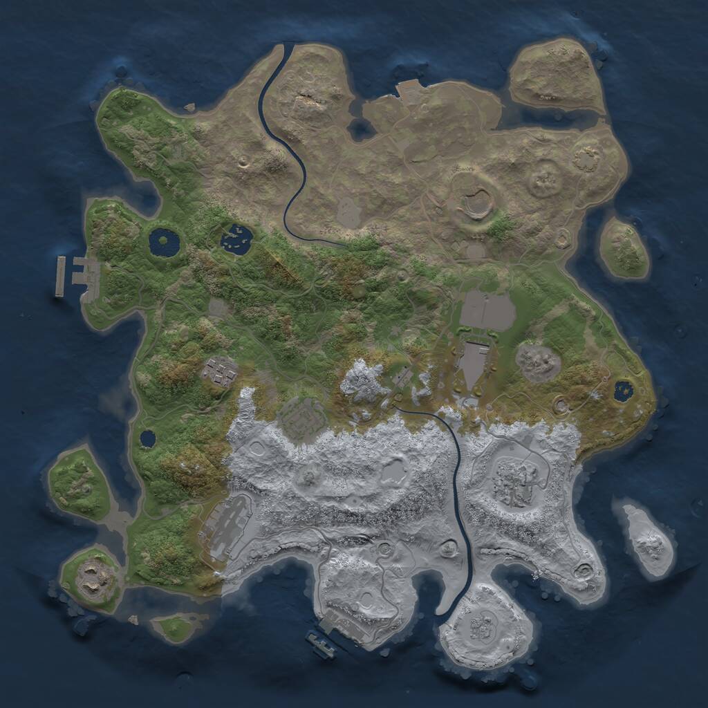 Rust Map: Procedural Map, Size: 3500, Seed: 2000592360, 14 Monuments