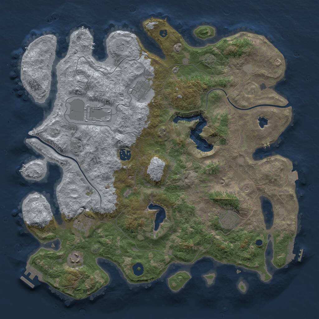 Rust Map: Procedural Map, Size: 4000, Seed: 1994325997, 13 Monuments