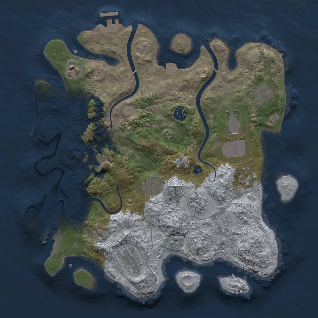 Rust Map: Procedural Map, Size: 3500, Seed: 272229, 15 Monuments