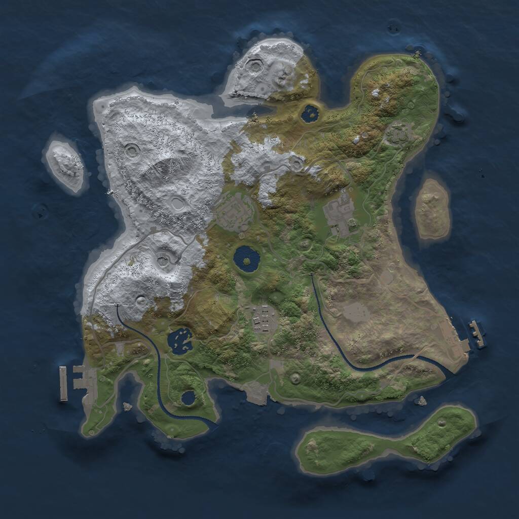 Rust Map: Procedural Map, Size: 3000, Seed: 635763, 9 Monuments